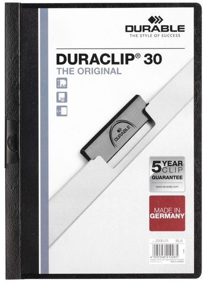 Durable Duraclip 30 report cover PVC Black, Transparent