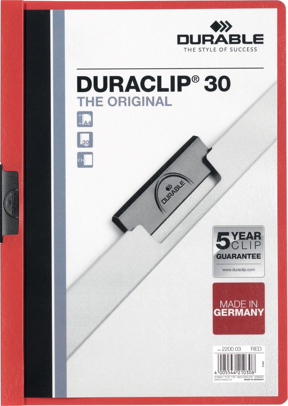 Durable Duraclip 30 report cover PVC Red. Transparent - Image 1