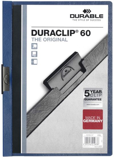 Durable Duraclip 60 report cover PVC Blue, Transparent