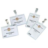 Durable Security Name Badge 60X90mm With Plastic Clip Includes Blank Insert Cards Transparent (Pack 25) - 814319