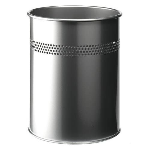 Durable Waste basket 15 L Round Metal Metallic - Image 1