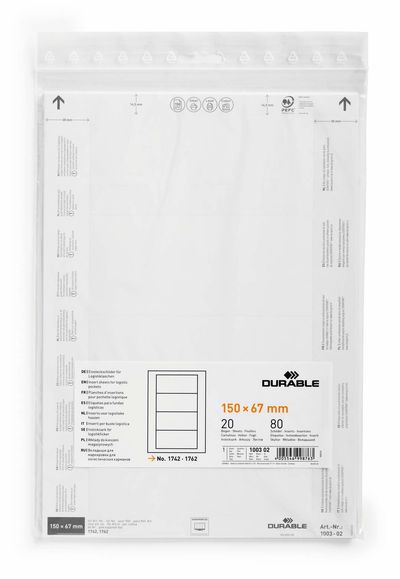 Durable 100302 non-adhesive label 80 pc(s) White Rectangle