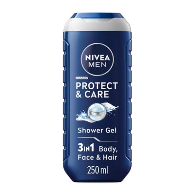 Nivea Men Protect and Care Shower Gel 250ml - Blue - Thumbnail 2