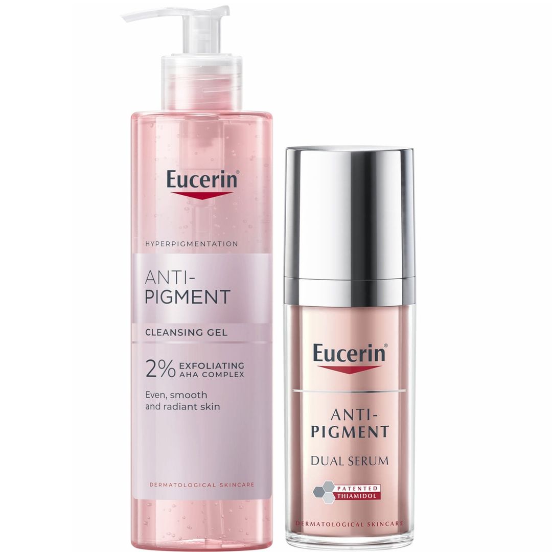 Eucerin Anti-Pigment Cleansing Gel 200ml & Dual Face Serum 30ml for Pigmentation and Dark Spots Bundle - Image 1