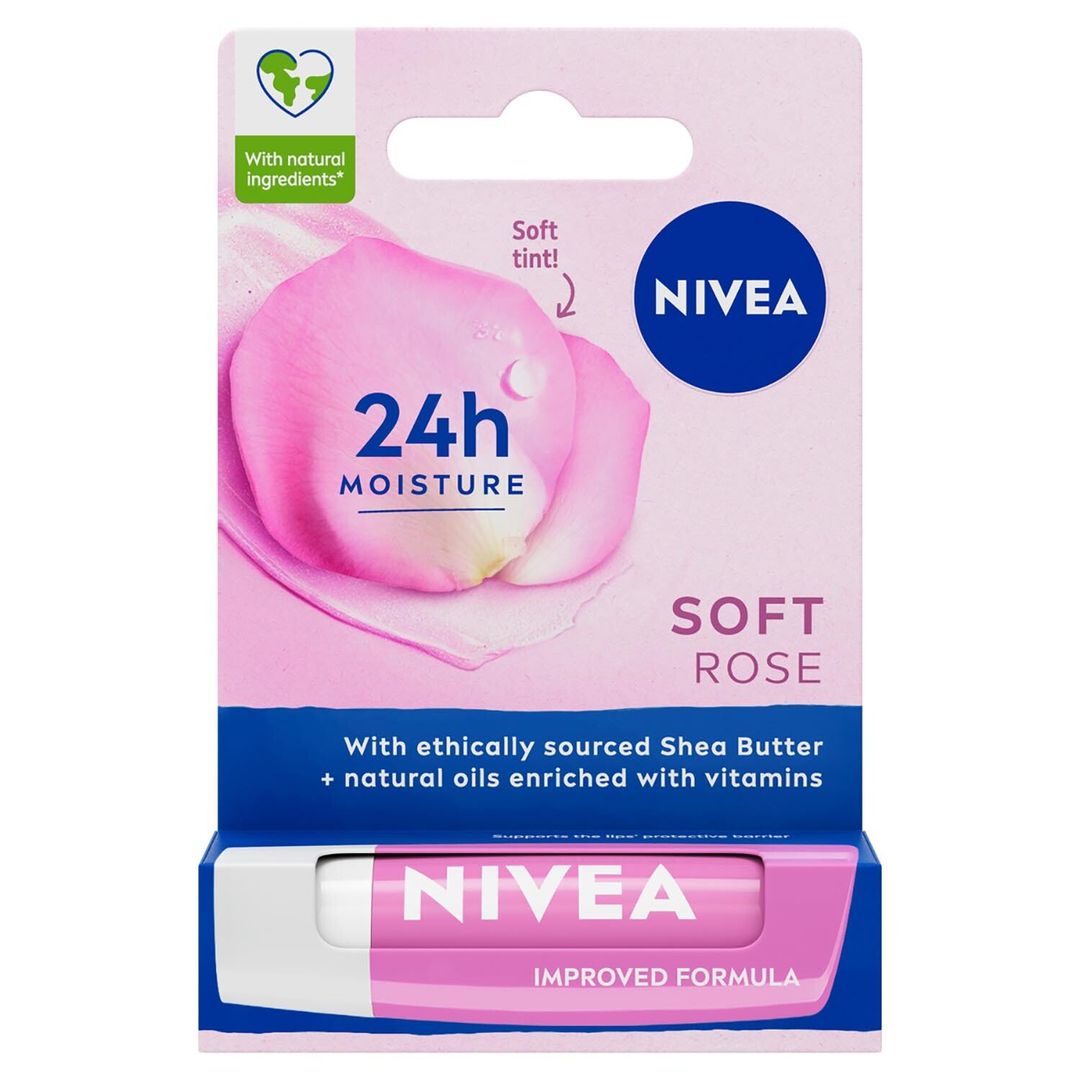 Nivea Soft Rose Lip Balm - Pink - Image 1