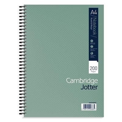 Cambridge Jotter A4 Wirebound Card Cover Notebook Ruled 200 Pages Metallic Green (Pack 3) - 400039062