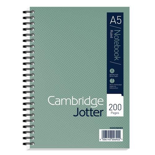 Cambridge Jotter A5 Wirebound Card Cover Notebook Ruled 200 Pages Metallic Green (Pack 3) - 400039063 - Image 1
