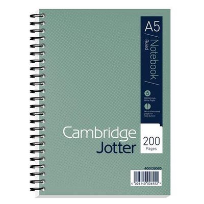 Cambridge Jotter A5 Wirebound Card Cover Notebook Ruled 200 Pages Metallic Green (Pack 3) - 400039063