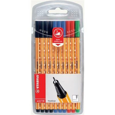 STABILO point 88 fineliner Black. Blue. Green. Red 10 pc(s)