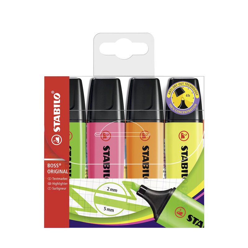 Pack of Four Stabilo Boss Original Highlighters - Image 1