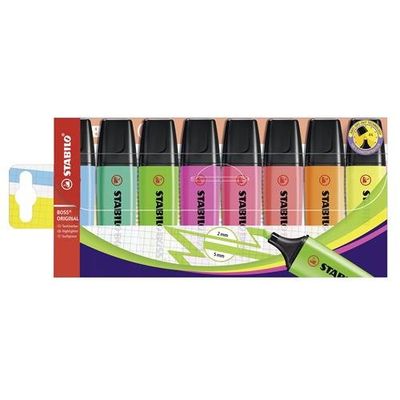 STABILO BOSS ORIGINAL marker 8 pc(s) Chisel tip Multi