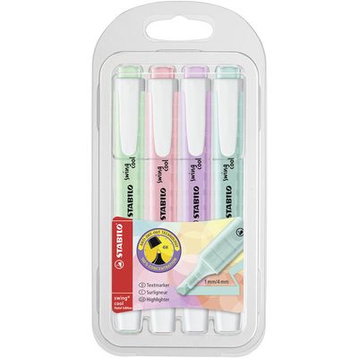 STABILO swing cool Pastel marker 4 pc(s) Chisel tip Blue Green Pink Purple - Thumbnail 2