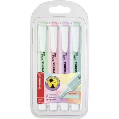 STABILO swing cool Pastel marker 4 pc(s) Chisel tip Blue Green Pink Purple