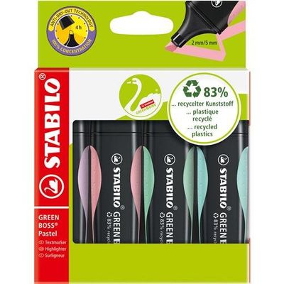 STABILO GREEN BOSS marker 4 pc(s) Chisel tip Green. Mint. Pink. Violet