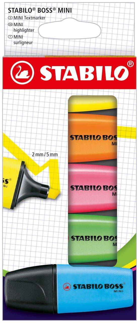 STABILO BOSS MINI, Pack with 5 colors: yellow, blue, green, orange, pink - Image 1