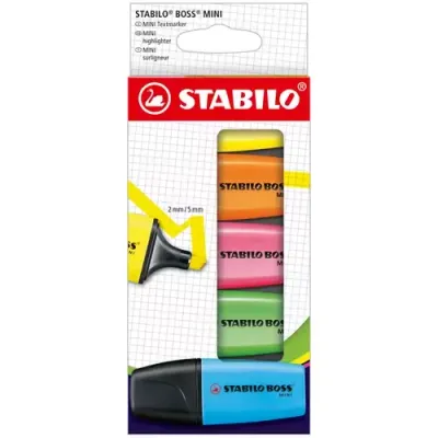 STABILO BOSS MINI, Pack with 5 colors: yellow, blue, green, orange, pink - Thumbnail 2