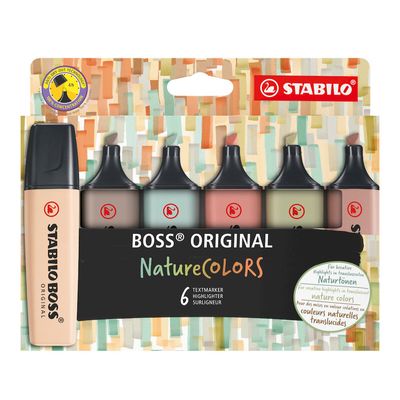 STABILO BOSS NatureColors marker 6 pc(s) Chisel tip Black. Bronze. Bro
