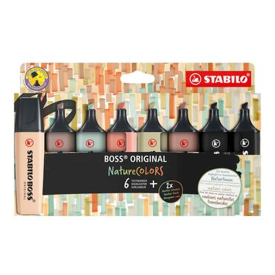 STABILO BOSS NatureColors marker 6 pc(s) Chisel tip Black. Bronze. Gre