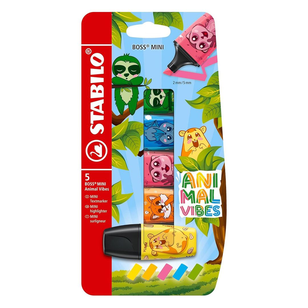 Boss Mini Animal Vibes Highlighters - 5 - Multicolour - Image 1