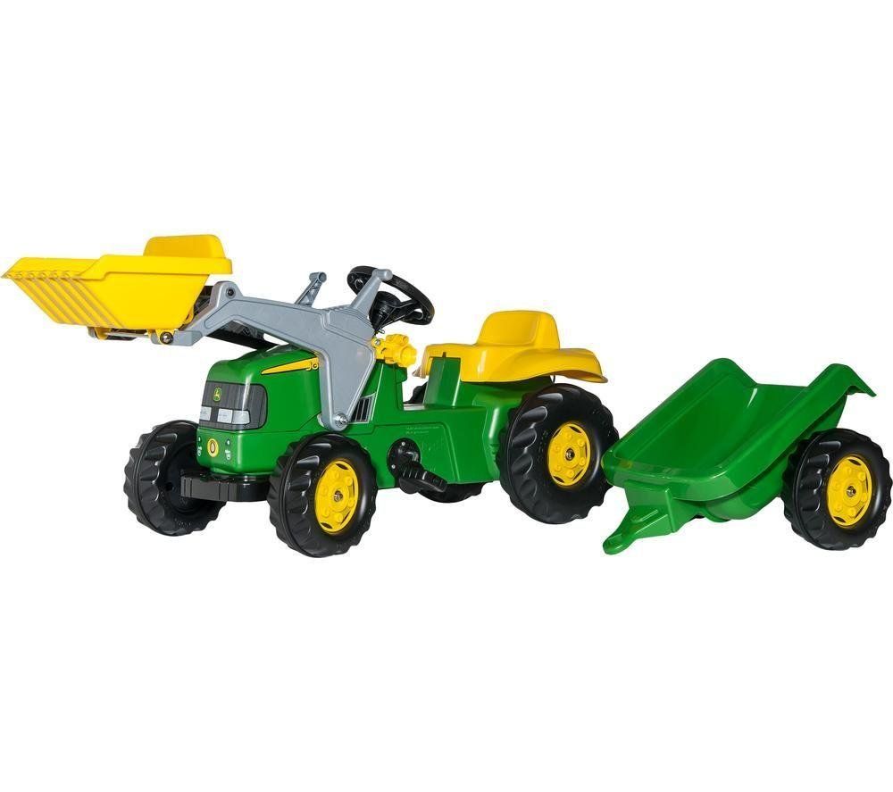 John Deere Tractor With Loader and Trailer - Green - Image 1