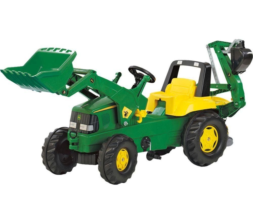 J Deere Tractor Loader with Rear Excavator - Green - Image 1