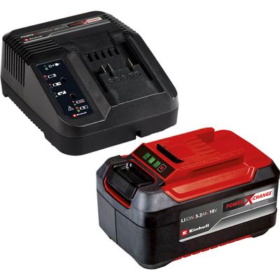 Einhell Genuine PXC 18v Cordless Slim Plus Li-ion Battery 5.2ah and Charger 5.2ah