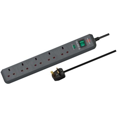 Brennenstuhl 1156753 Eco-Line Extension Lead 240V 5-Gang 13A Anthracite 2M
