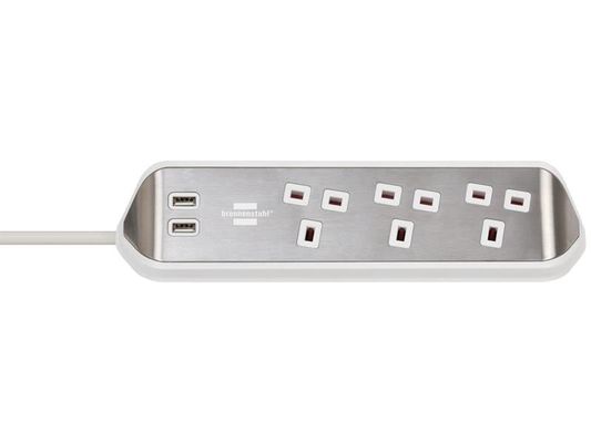 Brennenstuhl 1153593420 Estilo Corner Extension Lead 240V 3-Gang 13A White 2M