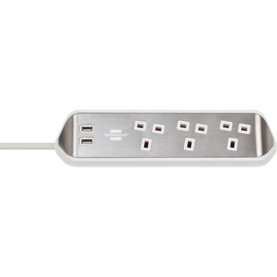 Brennenstuhl 1153593420 Estilo Corner Extension Lead 240V 3-Gang 13A White 2M - Thumbnail 2