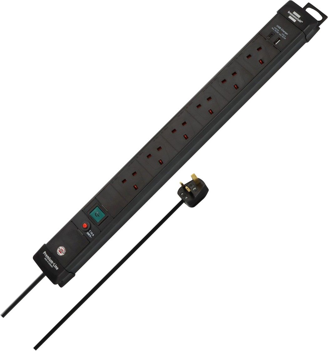 Brennenstuhl Premium Line Power Strip with 6 Sockets & 1x USB-C 1x USB-A Port - Image 1