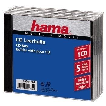Hama CD Jewel Case Standard. Pack 5 C-shell case 1 discs Black. Transp - Image 1