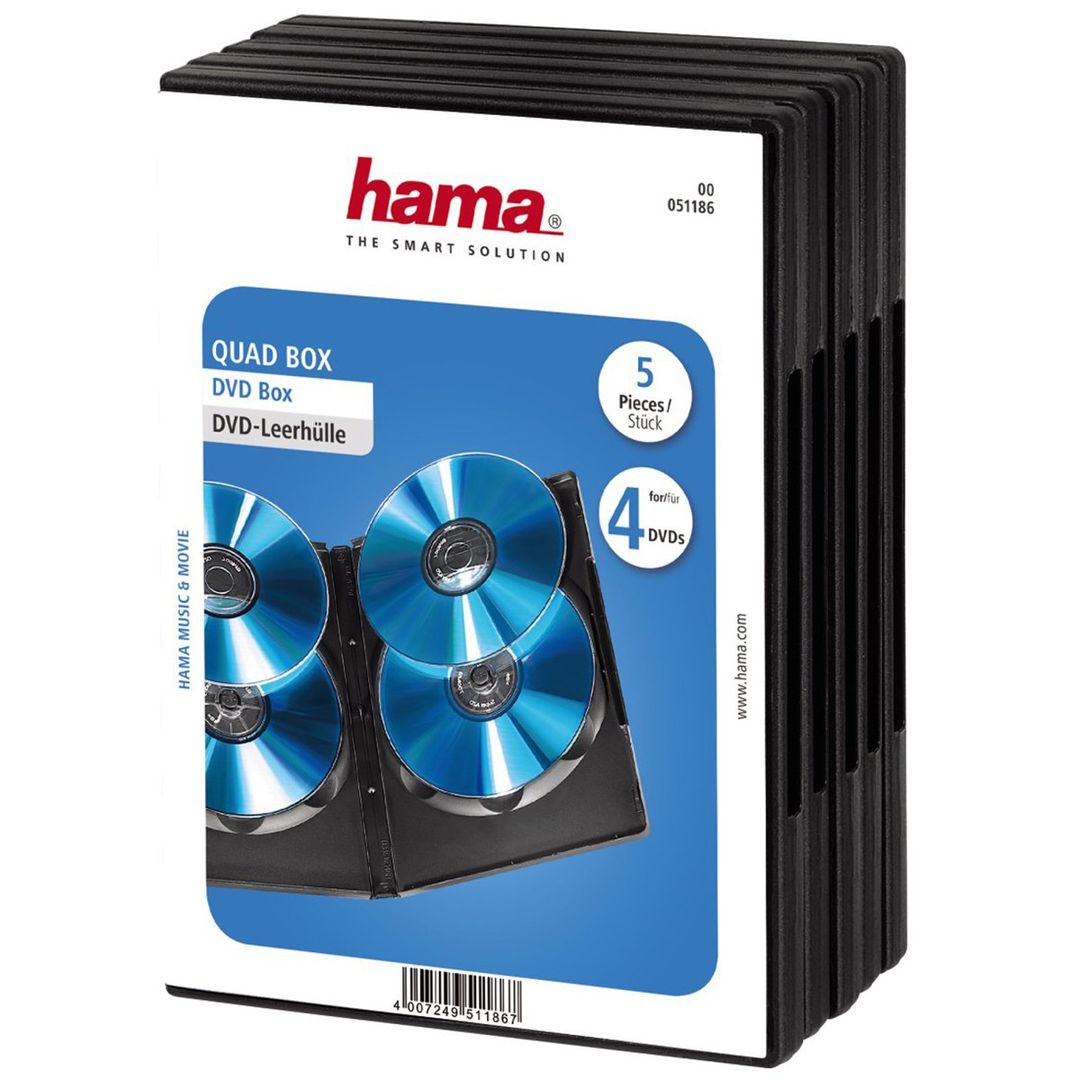 Hama DVD Quad Box, Black, Package of 5 pieces 4 discs - Image 1