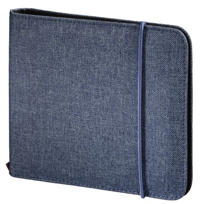 Hama 95681. Case type: Wallet case CD capacity: 24 discs Product colour: Blue. Width: 163 mm Depth: 22 mm Height: 155 mm. Quantity per pack: 1 pc(s)