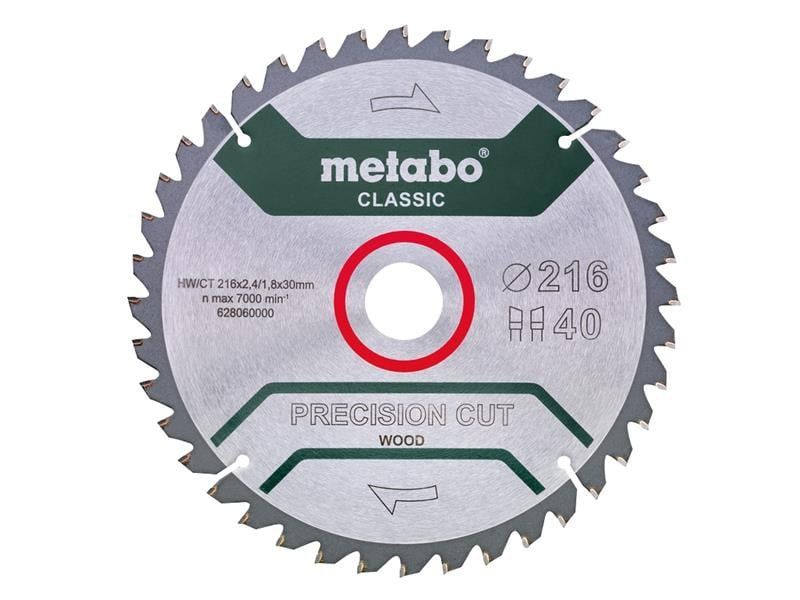 Metabo Precision Cut Wood Circular Saw Blade 216 X 30Mm X 40T 628060000 - Image 1