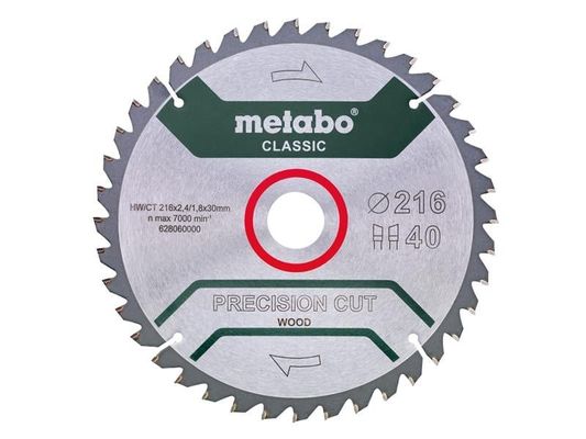 Metabo Precision Cut Wood Circular Saw Blade 216 X 30Mm X 40T 628060000