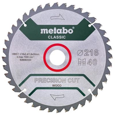 Metabo Precision Cut Wood Circular Saw Blade 216 X 30Mm X 40T 628060000 - Thumbnail 2