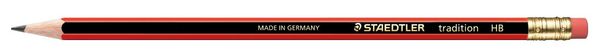 Staedtler 112 Tradition HB Pencil Rubber Tip Red/Black Barrel (Pack 12