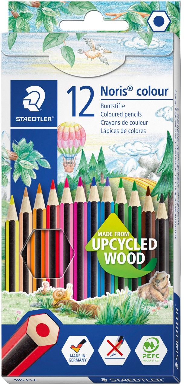 Staedtler Noris colour 185 Black Blue Brown Green Light Blue Light Green Magenta Orange Peach Red Violet Yellow 12 pc(s) - Image 1