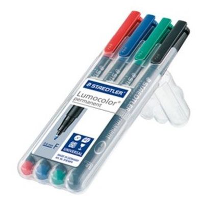 Staedtler Lumocolor 318 WP4 permanent marker Fine tip Black. Blue. Gre