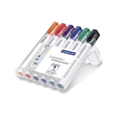 Staedtler Lumocolor whiteboard 351 marker 6 pc(s) Bullet tip Black. Bl