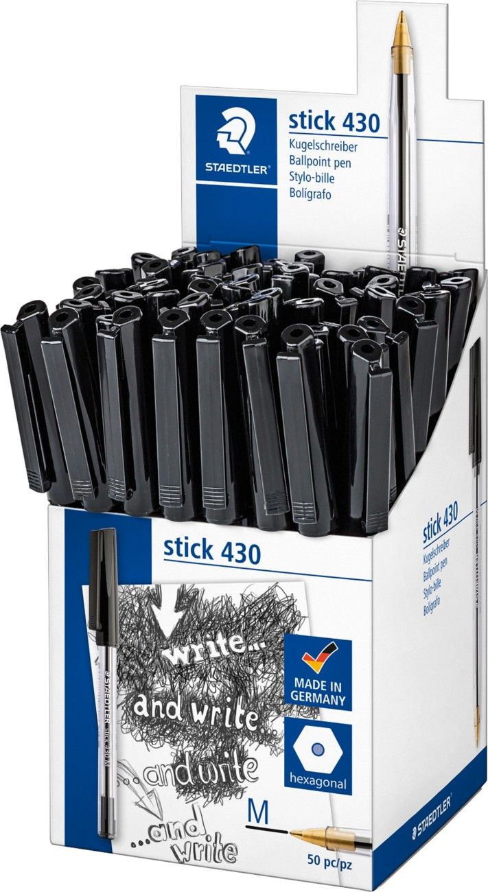 Staedtler Stick 430 Ballpoint Pens in CDU Black (Pack of 50) 430 M-9CP5 - Image 1