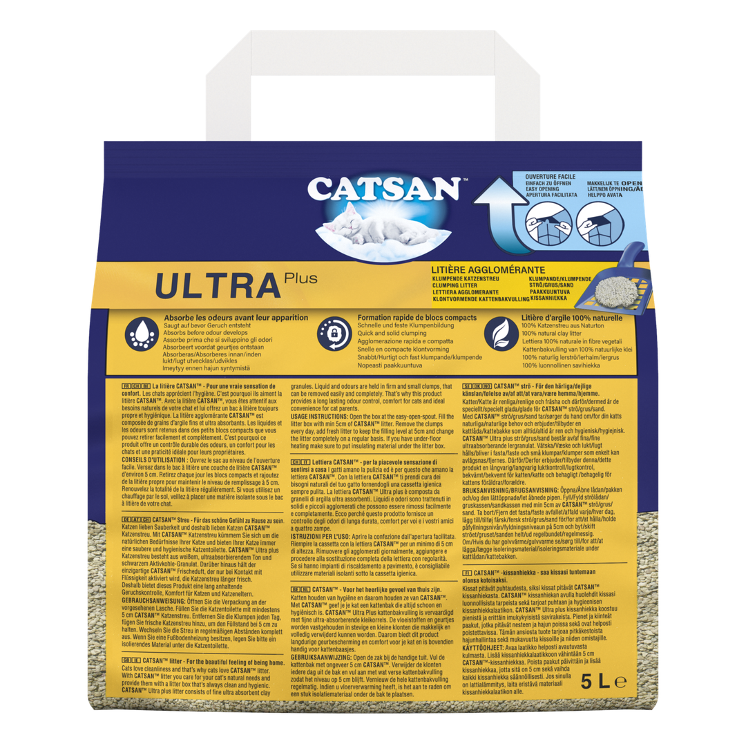 15L Catsan Ultra Clumping Odour Control Cat Litter 15 Litres (3x5L) Kitten - Blue - Image 1