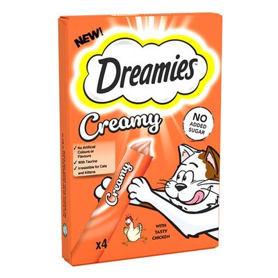 Dreamies Creamy Snack Cat & Kitten Treat with Chicken 4 x 10g