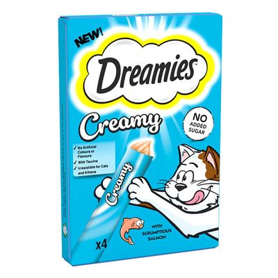 Pack of 4 Dreamies Creamy Cat Treats - Salmon - Thumbnail 2