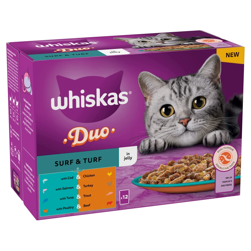 Whiskas Duo Surf & Turf Cat Food In Jelly 1+yrs 12 x 85g - Image 1