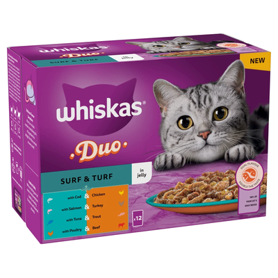 Whiskas Duo Surf & Turf Cat Food In Jelly 1+yrs 12 x 85g