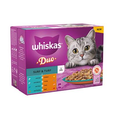 Whiskas Duo Surf & Turf Cat Food In Jelly 1+yrs 12 x 85g - Thumbnail 2