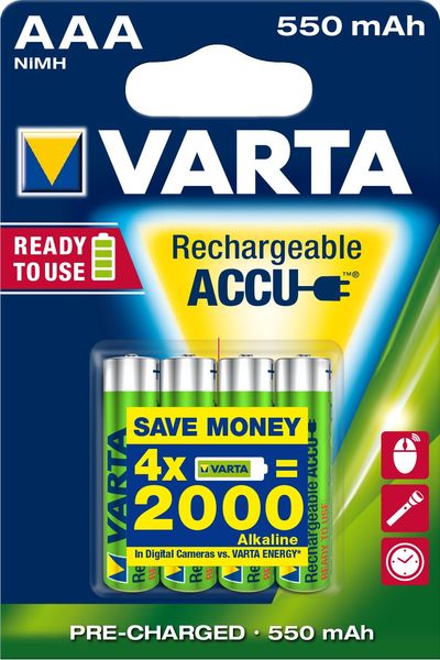 Varta Ready2Use HR03 4pcs Rechargeable battery AAA Nickel-Metal Hydrid - Thumbnail 2