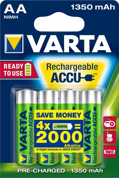 Varta Ready2Use HR06 1350 mAh Rechargeable battery AA Nickel-Metal Hyd - Thumbnail 2