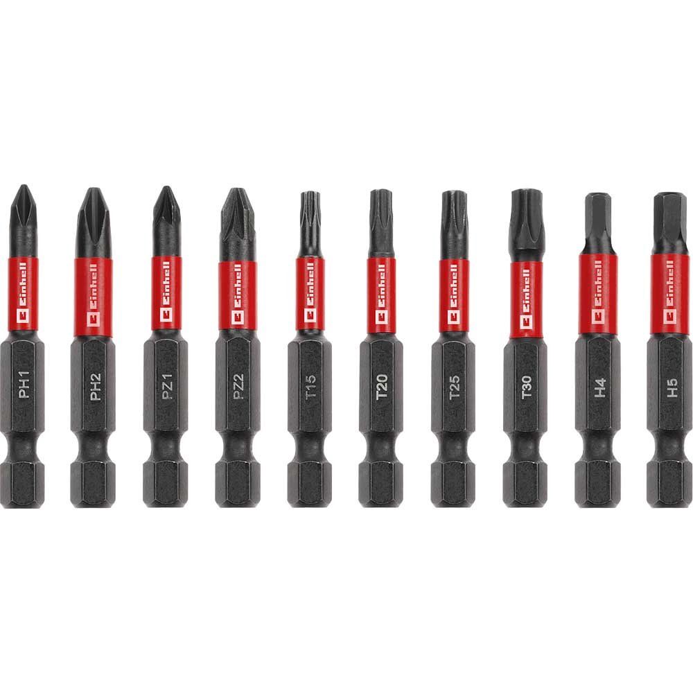 Einhell 10 Piece 50mm Impact Screwdriver Bit Set in Pocket Case - Image 1